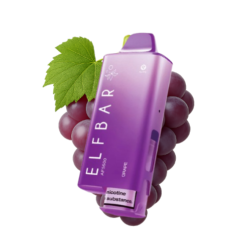 ELFBAR AF 5500 Grape Vape mit 5500 Puffs, 20 mg/ml und QUAQ Mesh Coil