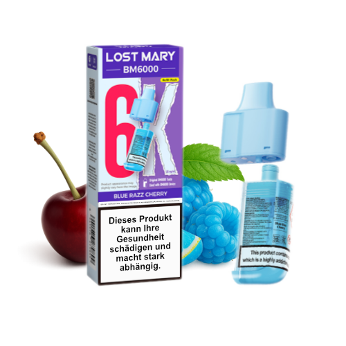 Lost Mary BM6000 Nachfüllpod Blue Razz Cherry 20mg 6000 Züge