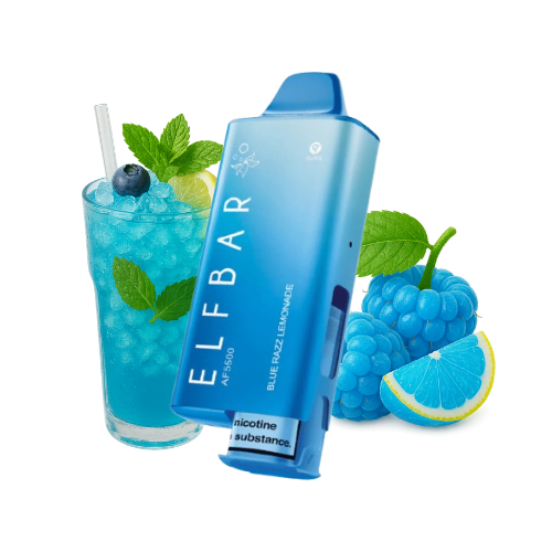 ELFBAR AF 5500 Blue Razz Lemonade Vape mit 5500 Puffs, 20 mg/ml und QUAQ Mesh Coil