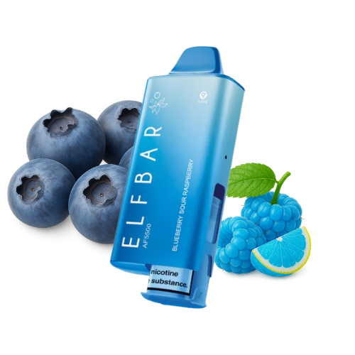 ELFBAR AF 5500 Blueberry Sour Raspberry Vape mit 5500 Puffs, 20 mg/ml und QUAQ Mesh Coil