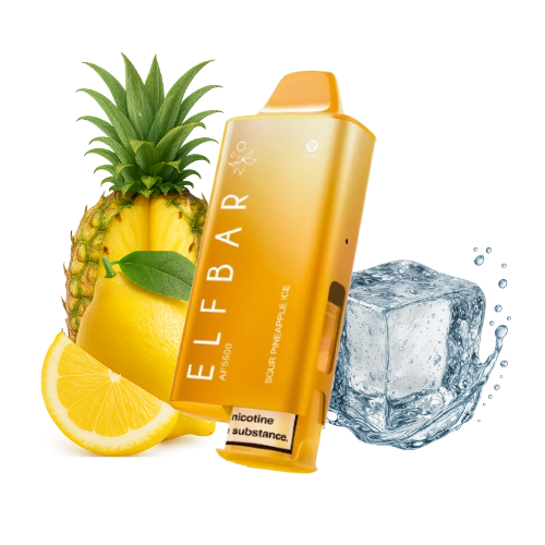 ELFBAR AF 5500 Sour Pineapple Ice Vape mit 5500 Puffs, 20 mg/ml und QUAQ Mesh Coil