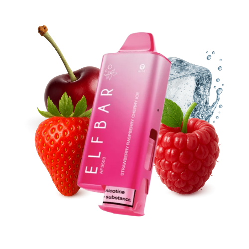 ELFBAR AF 5500 Strawberry Raspberry Cherry Vape mit 5500 Puffs, 20 mg/ml und QUAQ Mesh Coil