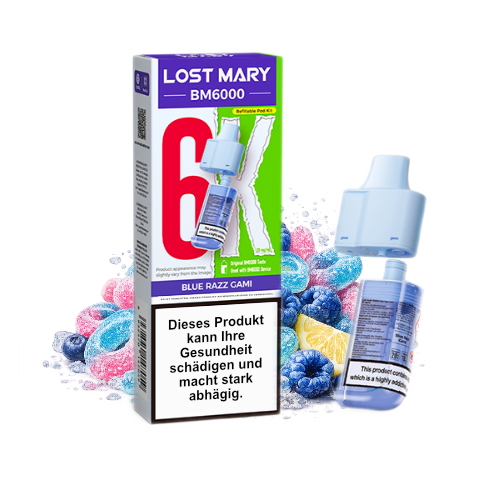 Lost Mary BM6000 Nachfüllpod Blue Razz Gami 20mg 6000 Züge