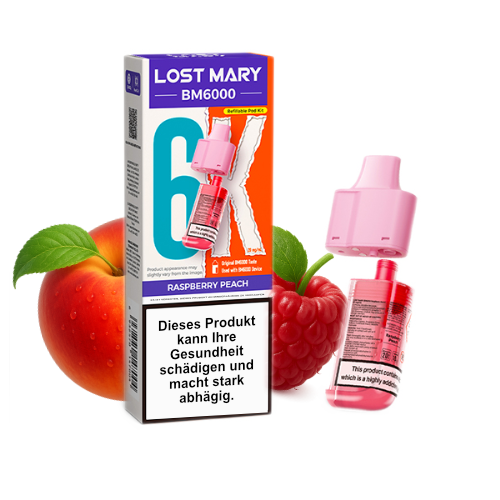 Lost Mary BM6000 Nachfüllpod Raspberry Peach 20mg 6000 Züge