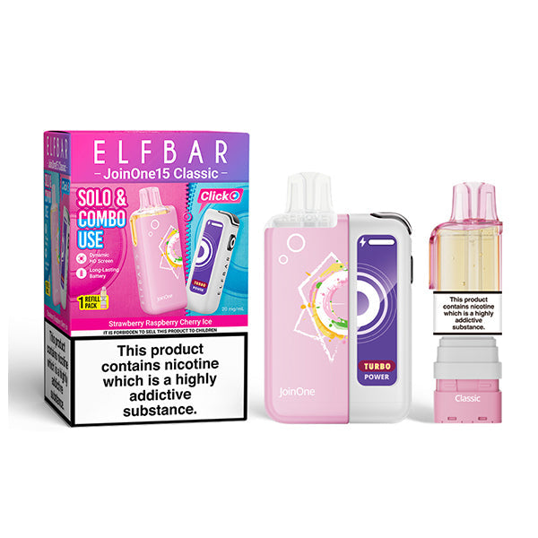 ELFBAR JOIN ONE 15 CLASSIC Starter Kit Strawberry Raspberry Cherry Ice 20mg