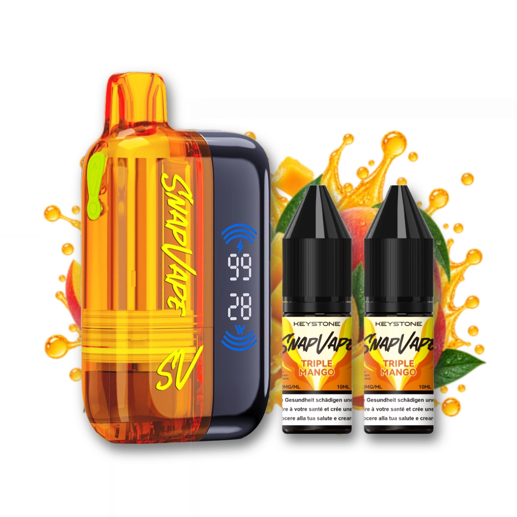 SnapVape Starter Kit | Akkuträger + Leerpod + 2x E-Liquid Triple Mango (20mg/ml)